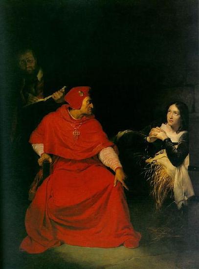 Paul Delaroche Joan of Arc is interrogated by The Cardinal of Winchester in her prison. Sweden oil painting art